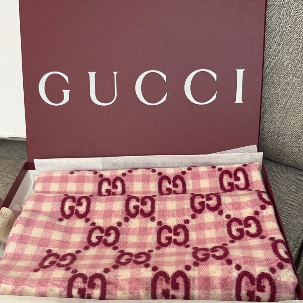 Gucci Pink and Burgundy Patterned Throw / Baby Blanket